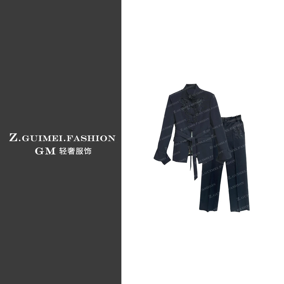 【肆姐高定】设计师款印花西服时尚套装XY2301