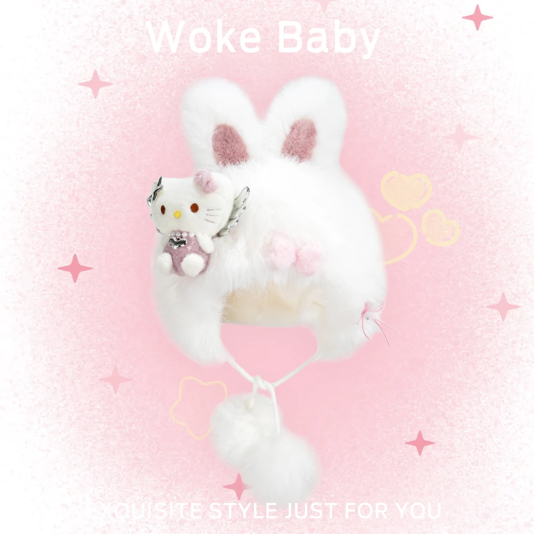 女童冬季儿童帽子可爱加厚保暖防寒卡通猫咪汉服帽子CB1208