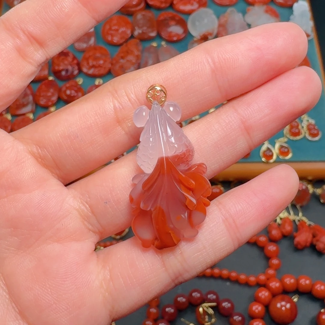 南红玛瑙南红18K金镶嵌