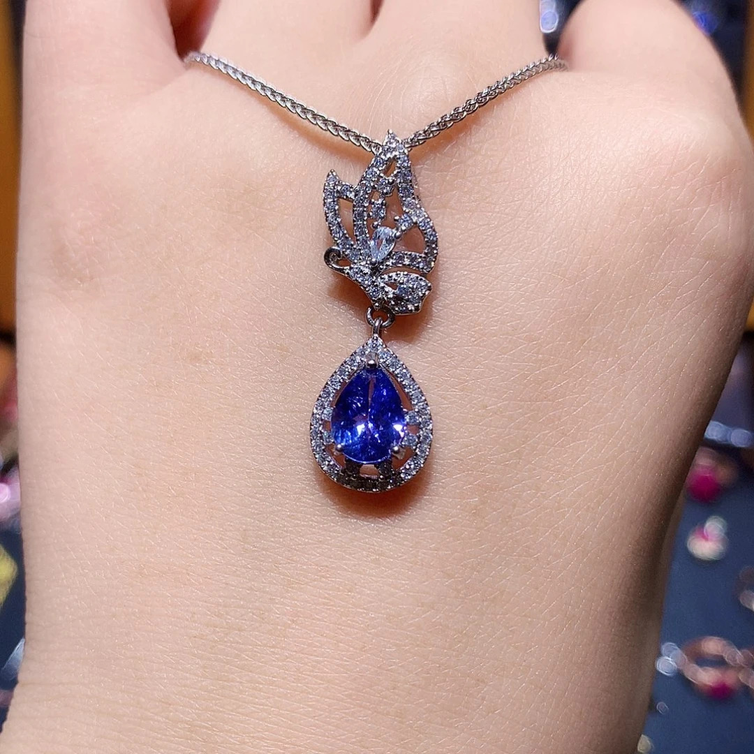 坦桑石银S925镶嵌吊坠(赠链)