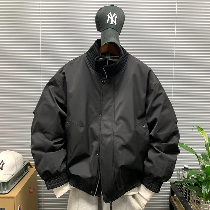 冬季新款立领羽绒服外套男款休闲宽松潮牌时尚工装高街百搭上衣