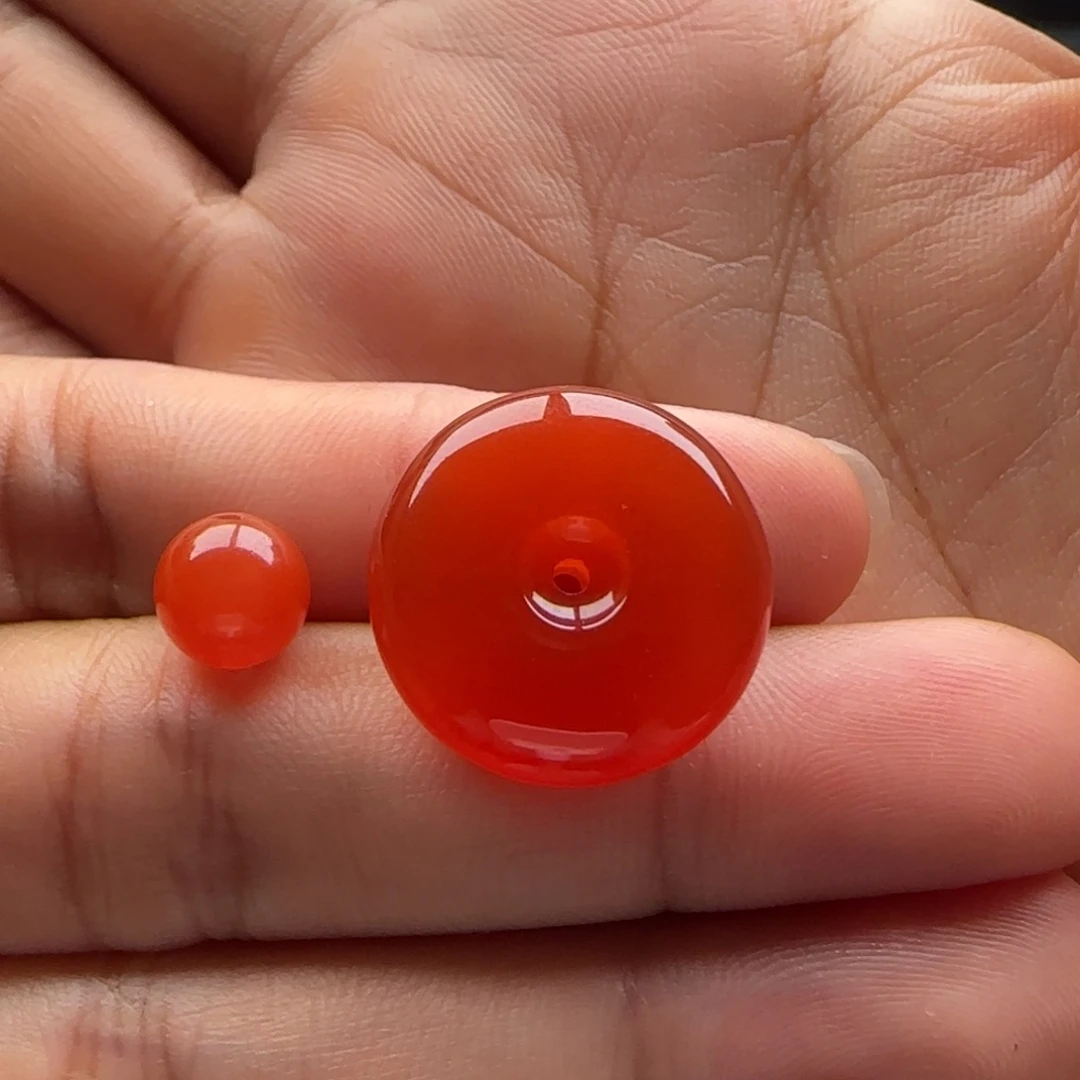 南红玛瑙平安扣18.5未镶嵌影*雀