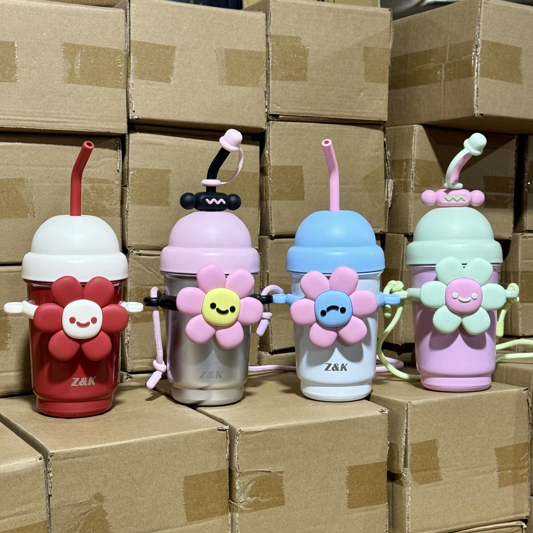 【南木水杯溯源之旅】潮牌Z&K花朵保温杯不锈钢斜跨水杯