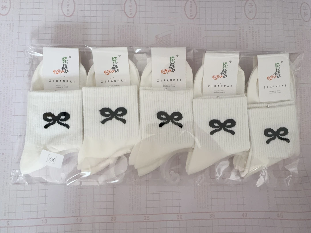 新品女袜中筒蝴蝶结10双