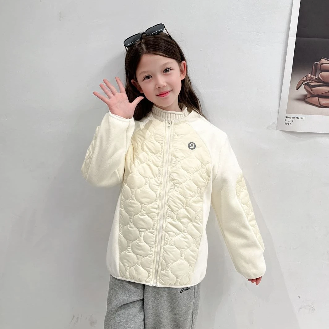 男女童拉链棉服外套2025秋冬新款中大童洋气保暖防风棉衣棉袄