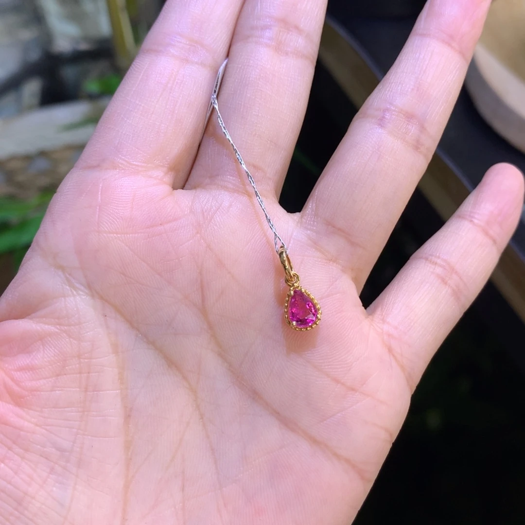 碧玺吊坠18K金镶嵌吊坠