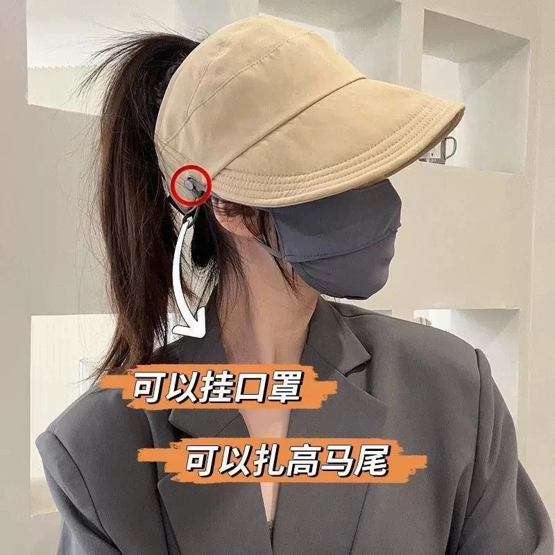 【新疆包邮】防晒帽女马尾空顶鸭舌帽太阳帽可折叠渔夫帽