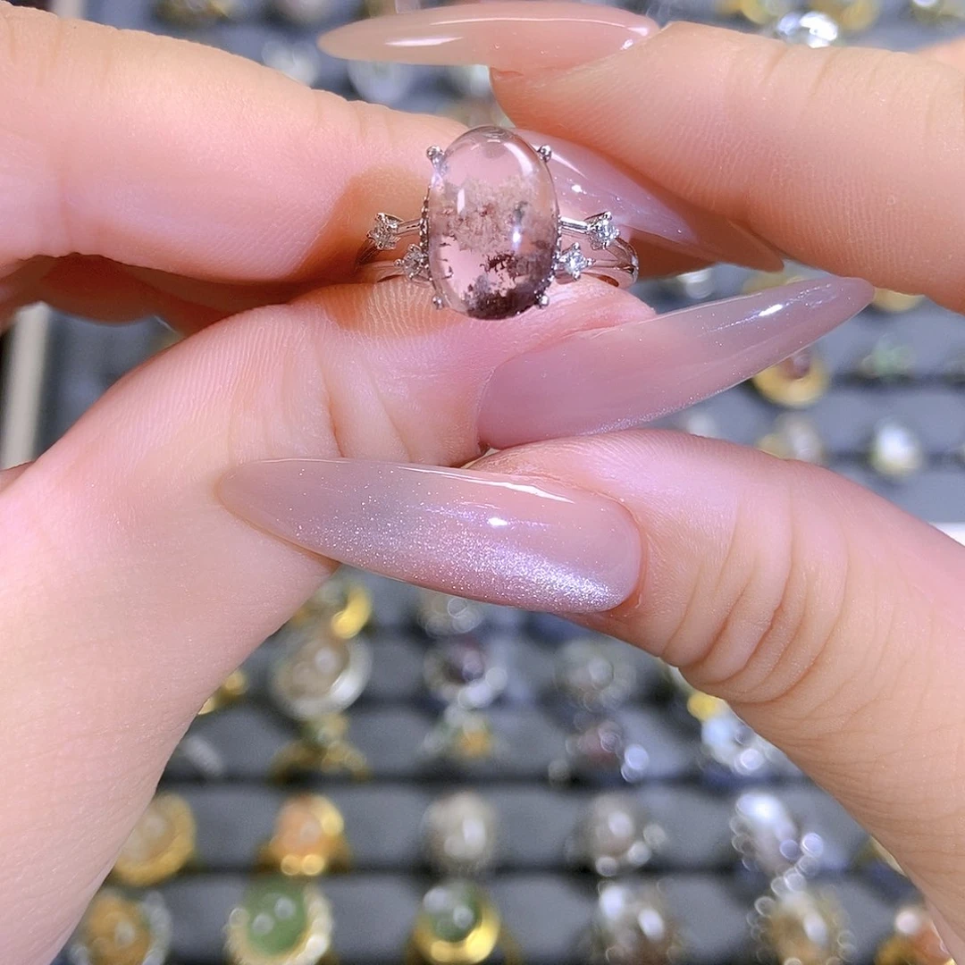 水晶戒指银S925镶嵌幽灵