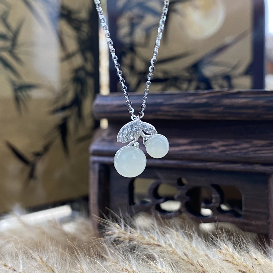 坠链均925银合成锆石 S925银轻奢百搭小樱桃项链