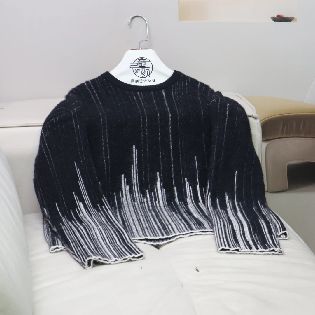 【13434】高品质原创设计黑色百搭圆领针织衫童