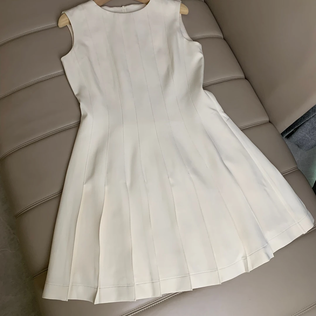 【老板娘私服】2025夏装新款圆领无袖百褶裙z113西装外套