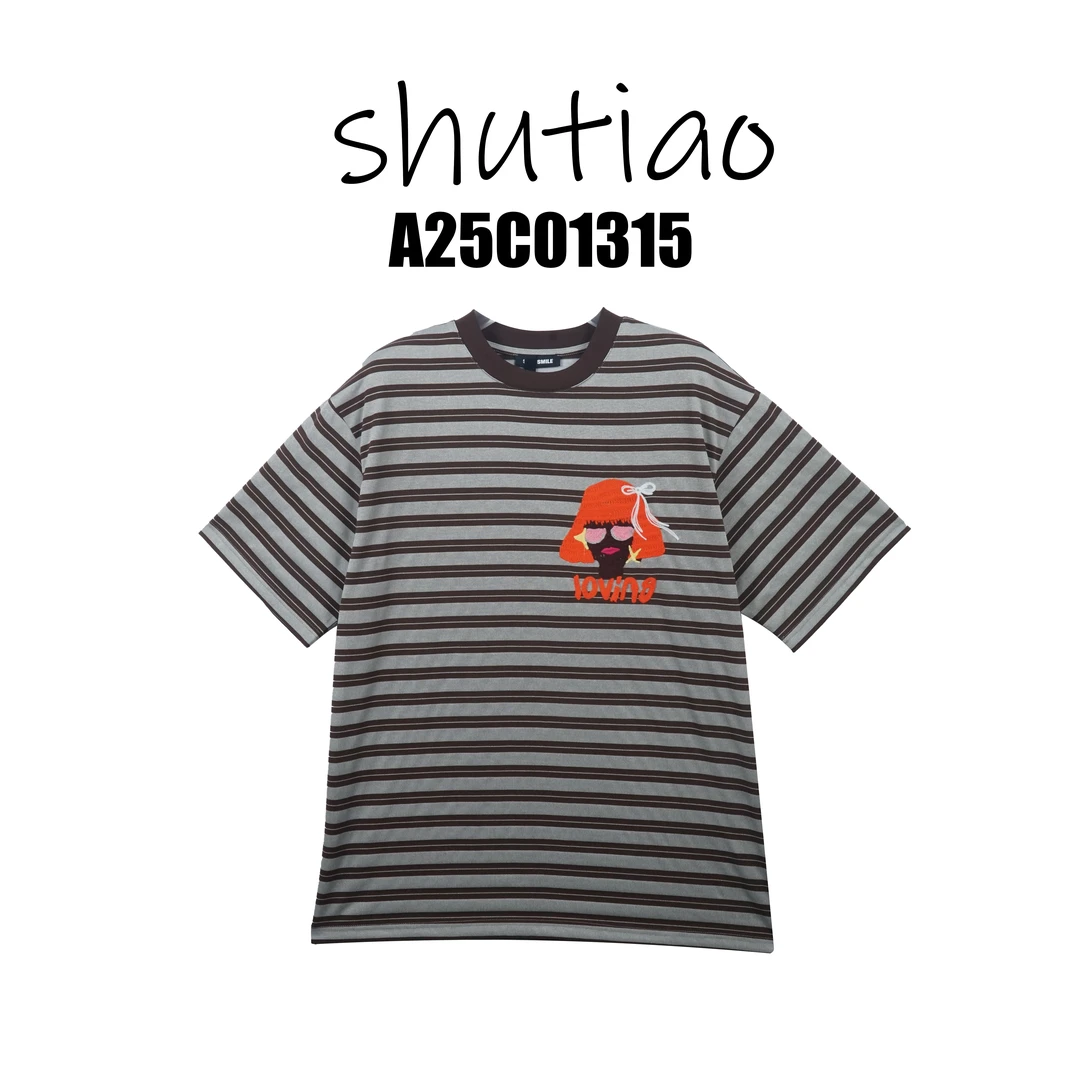 【SHUTIAO】2025夏季：新款小众设计款T恤A25C01315