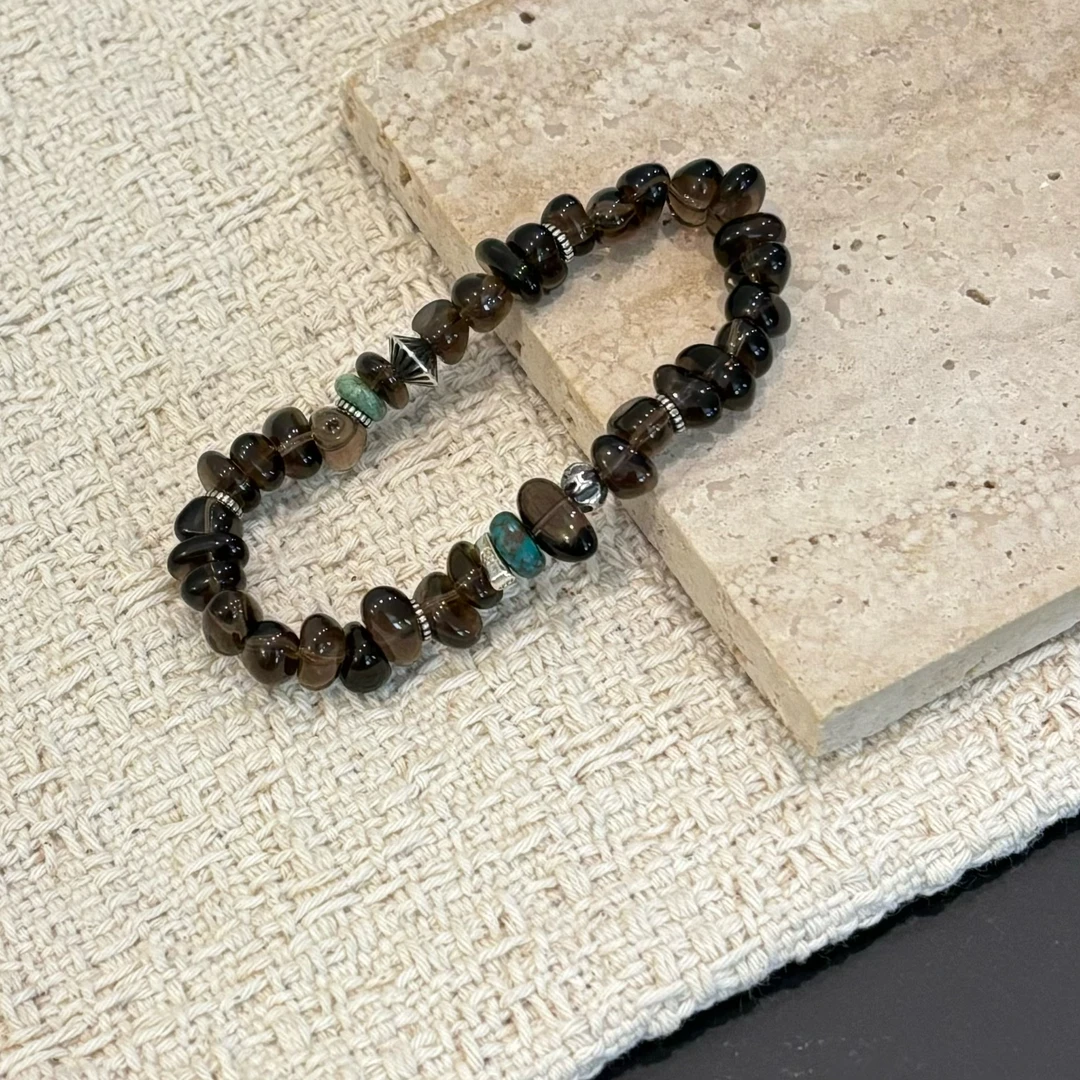 925银手链 【茶语】原创小众设计手工百搭甜美精致时尚气质茶色手链