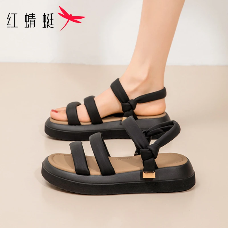 红蜻蜓凉鞋女夏季外穿2025新款配裙子两穿凉拖鞋软底不累脚沙滩鞋