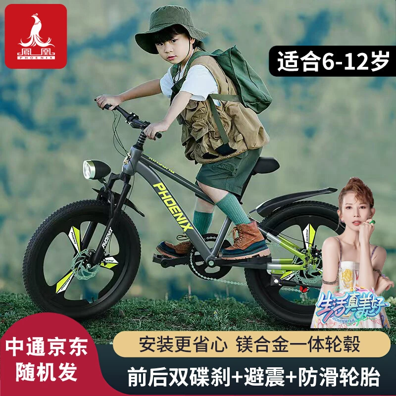 凤凰卡罗拉 儿童自行车6-12岁女孩中大童男孩山地碟刹变速单车
