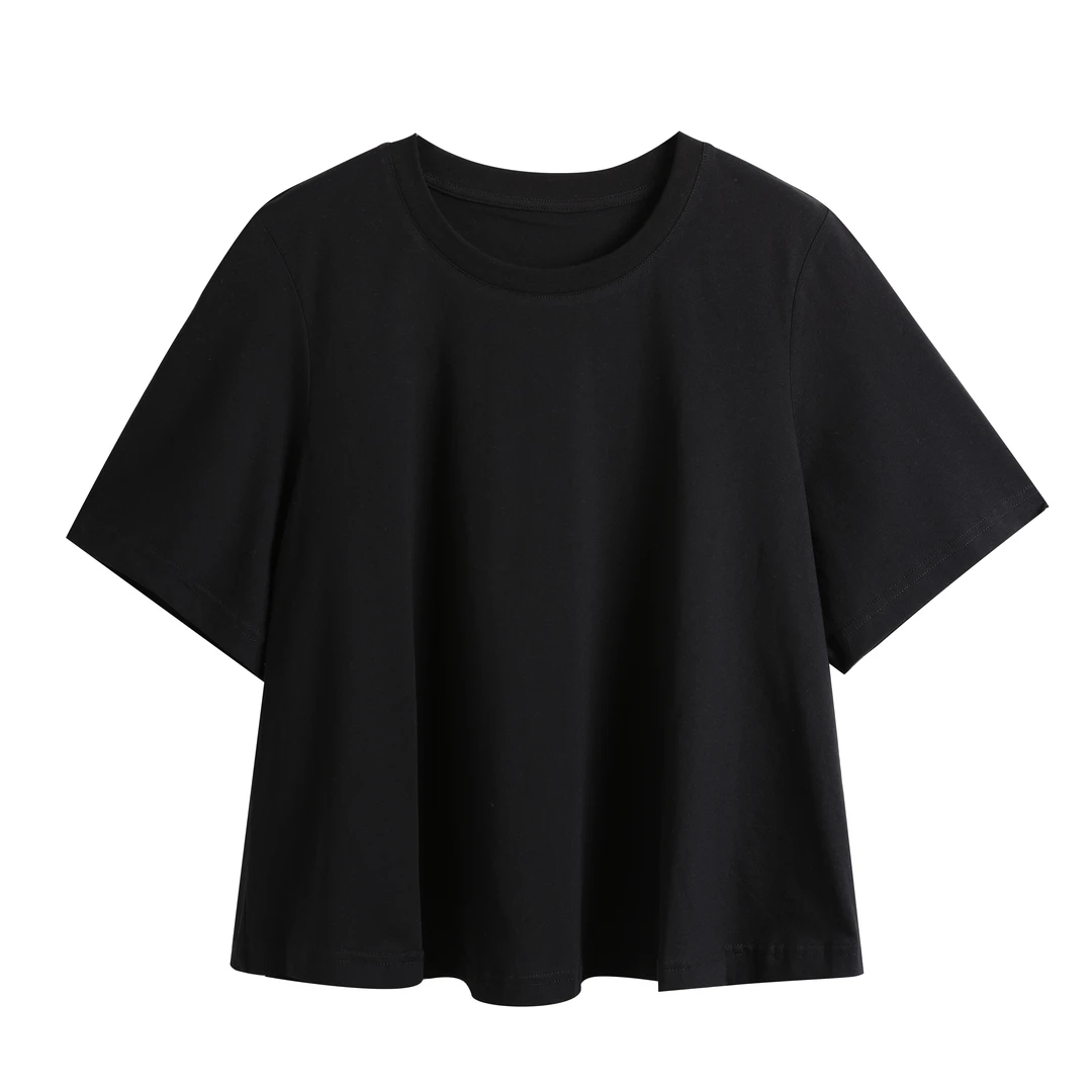 30218【CO订单】休闲版型箱形短袖T恤黑色上衣0027