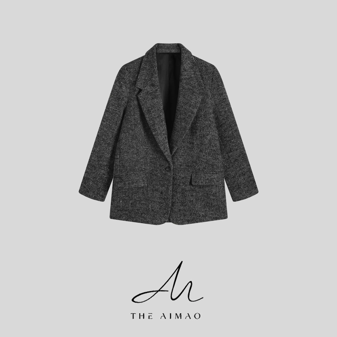 【THE AIMAO】理性都市”羊毛混纺毛呢厚实保暖廓形正肩外套XYX82752