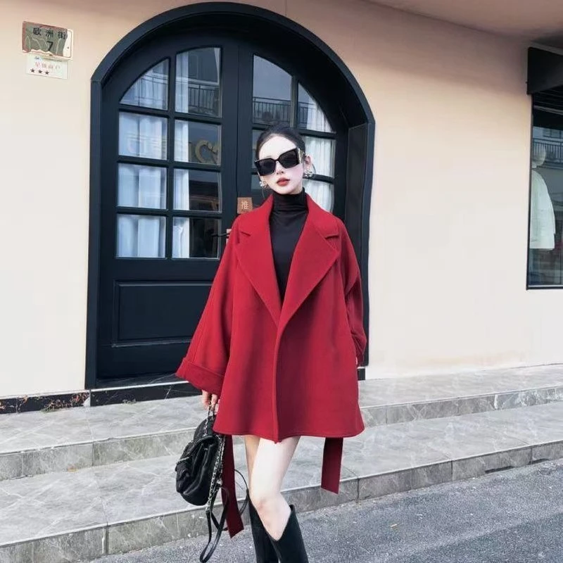 2025潮毛呢外套短款双面绒大衣女百搭经典显瘦新款韩版宽松小个子