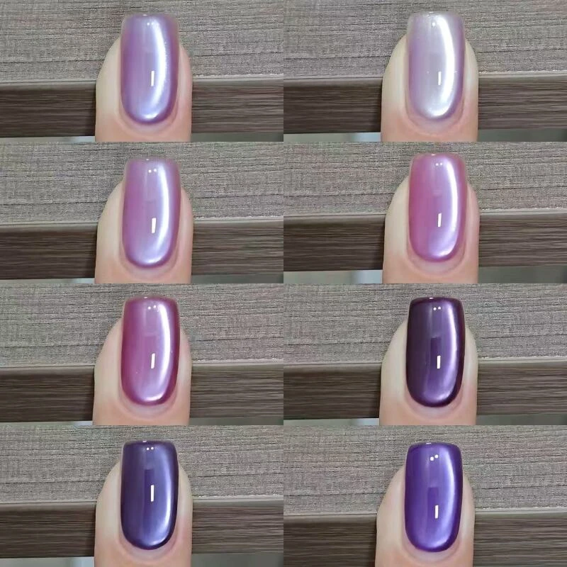 爆款紫猫眼甲油胶温柔显白玻璃珠晶石猫眼美甲紫欲猫眼指甲油胶