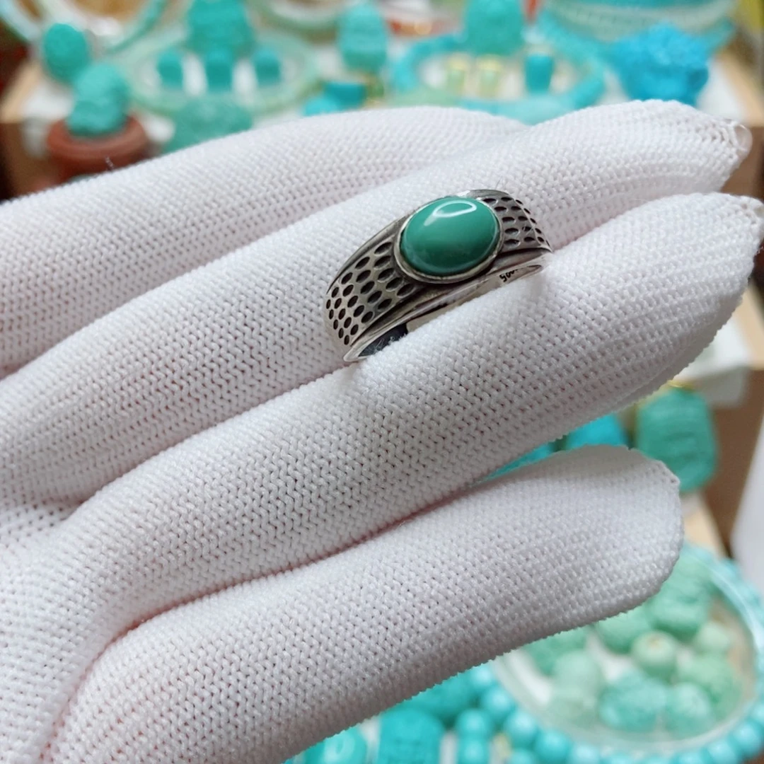 绿松石银S925镶嵌戒指