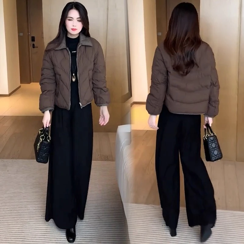 时尚短款棉衣外套女2025冬季新款洋气显瘦小个子百搭夹棉棉袄棉服