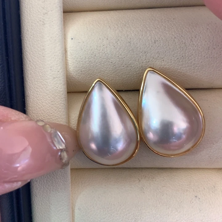 耳饰拼合珍珠（马贝珠）银S925镶嵌