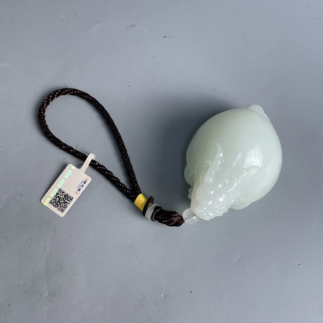 【预展链接】M25HN005D78 - 和田白玉龙龟手把件
