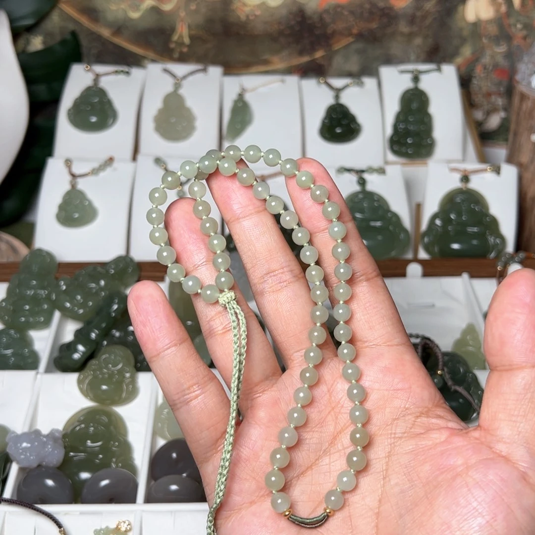 和田玉吊坠(不含链)未镶嵌林****?珠链