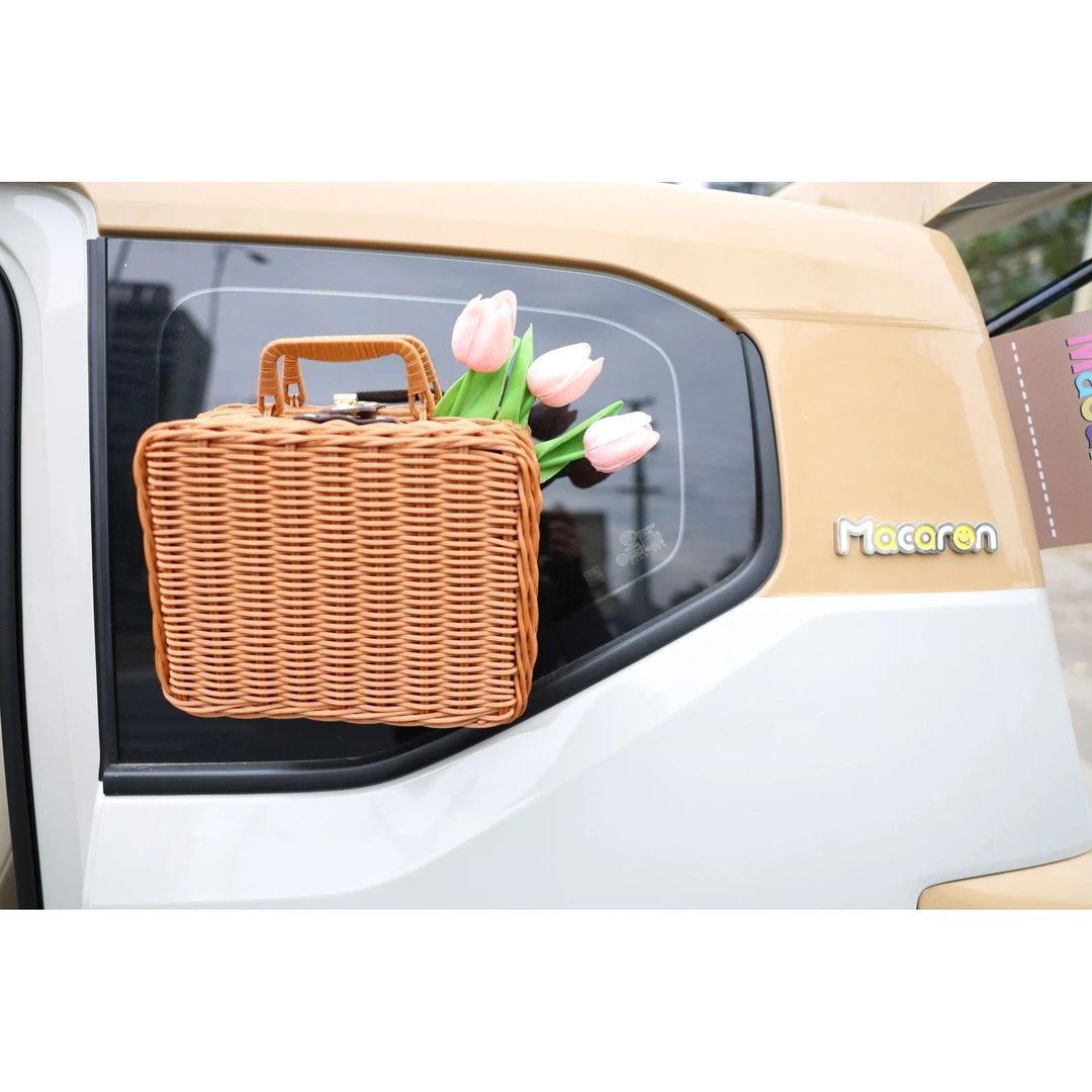 复古藤编手提箱田园风收纳盒高颜值汽车用品车外装饰礼品篮菜篮子