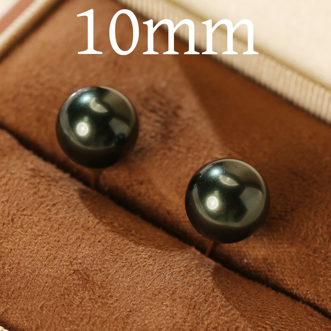 铜合金仿珍珠耳饰 10mm黑绿色素耳钉精致百搭优雅耳环 G1-060