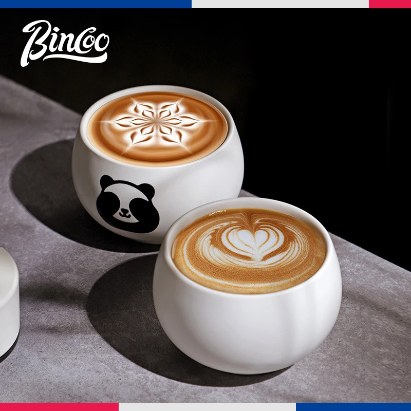 家用浓缩咖啡杯拉花杯子熊猫陶瓷精致手握蛋杯拿铁杯美式创意