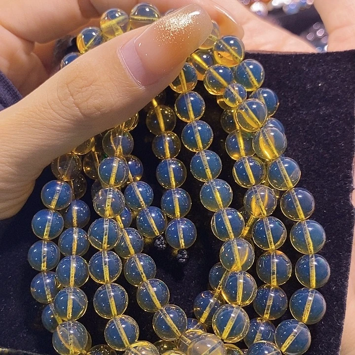 蓝珀未镶嵌珠宝奇石墨西哥蓝珀佛珠8