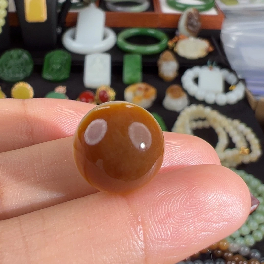 和田玉未镶嵌颈饰一口糖白油膏14mm单珠特色