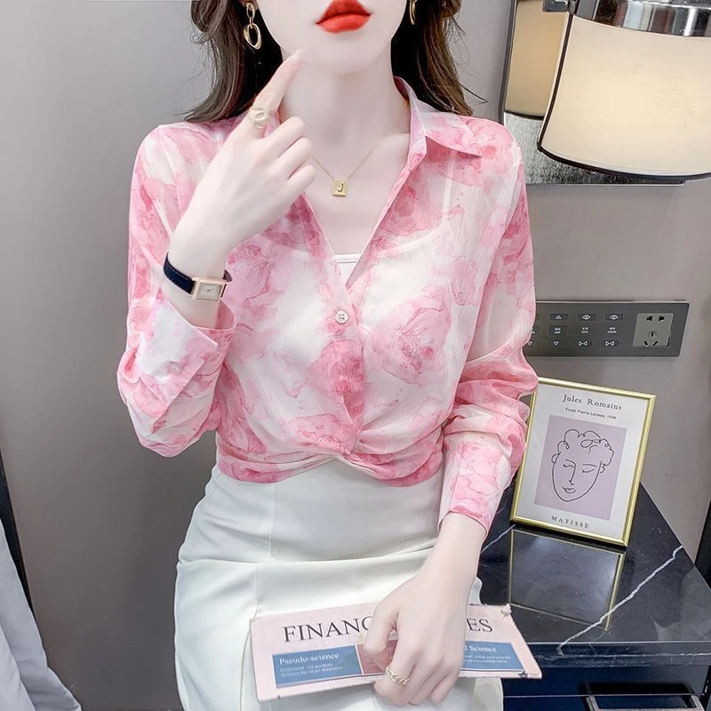 衣女气质新款薄款雪纺衬衫时尚别致独特超好看短款上衣洋气百搭