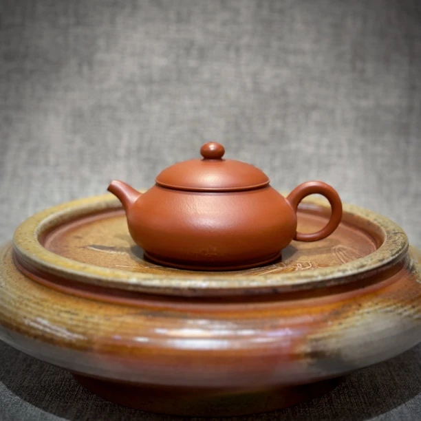 潮简正品 李镇加 明炉壶 120cc 潮州手拉朱泥壶 全手工 紫砂壶