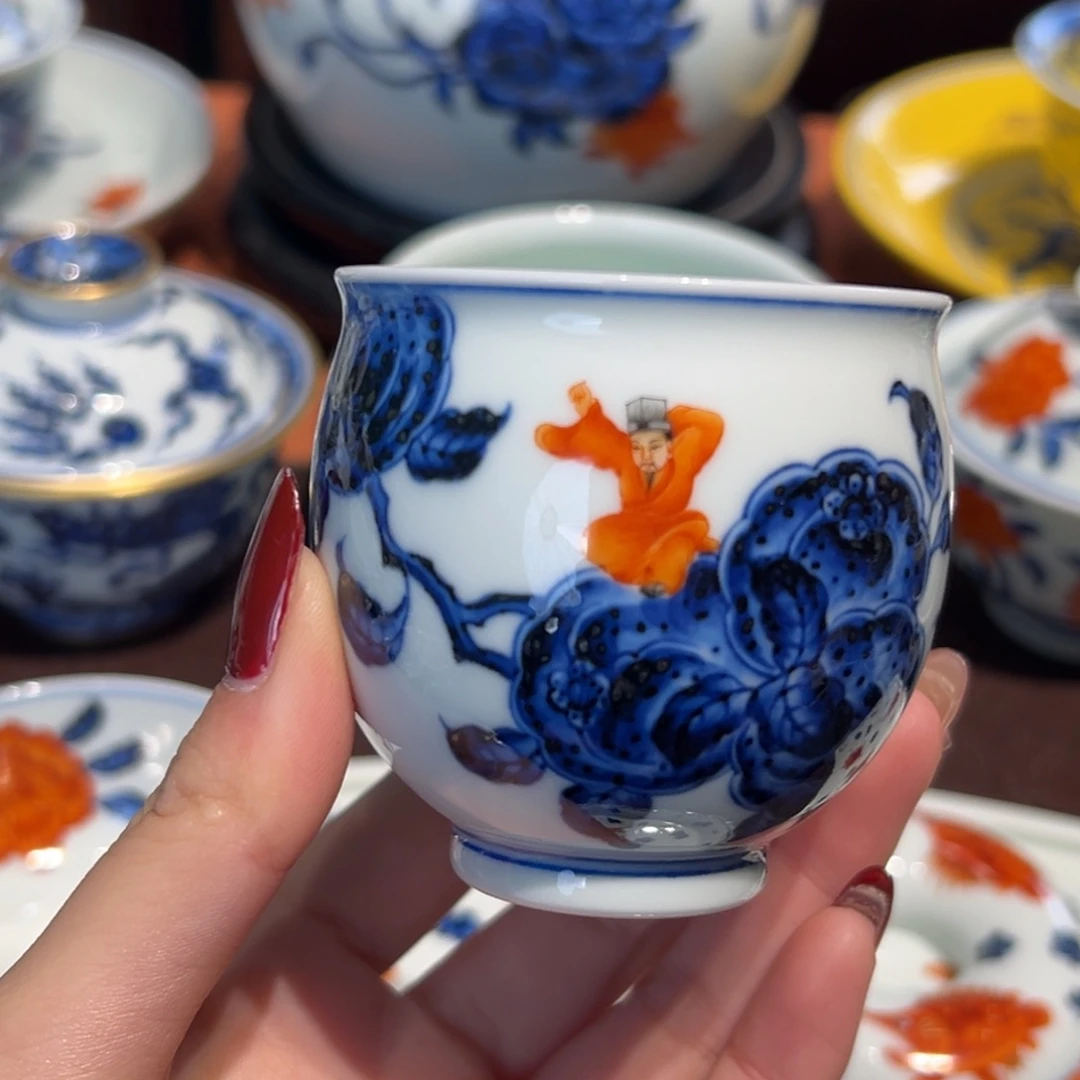 青花雯华堂手绘杯杯