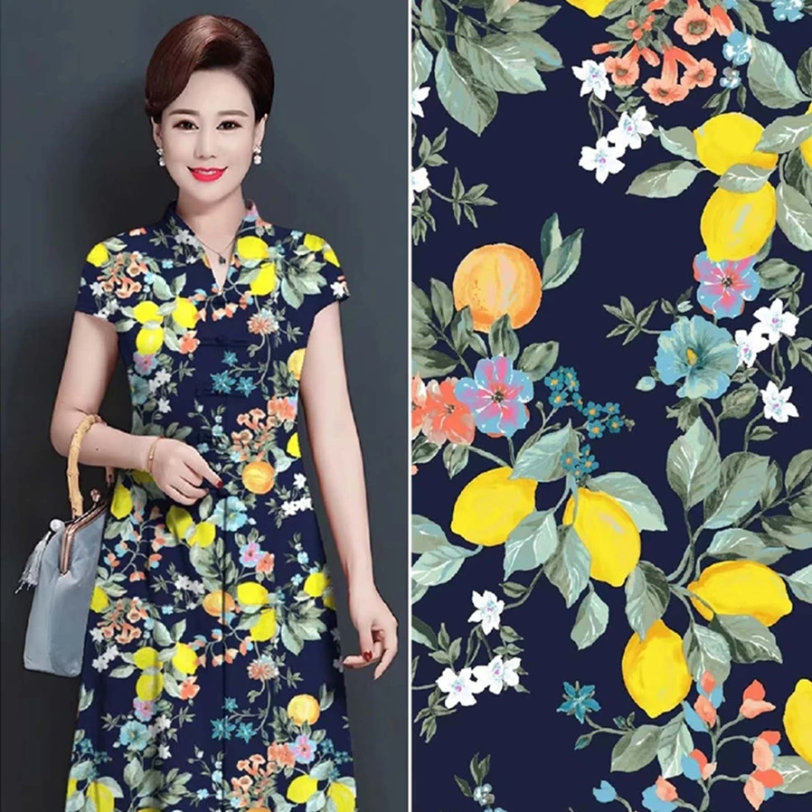 佰汇福【木棉】品牌棉绸夏季高支高密印花人造棉4055