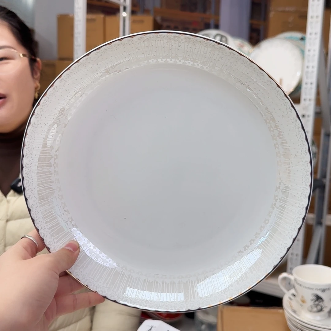 骨瓷高骨骨瓷十英寸25cm大盘一只外贸骨瓷