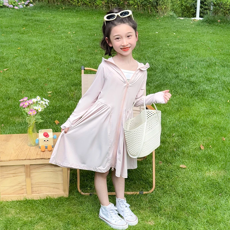 长款儿童防晒衣女童2025夏季新款防紫外线透气冰丝原纱收腰防晒裙