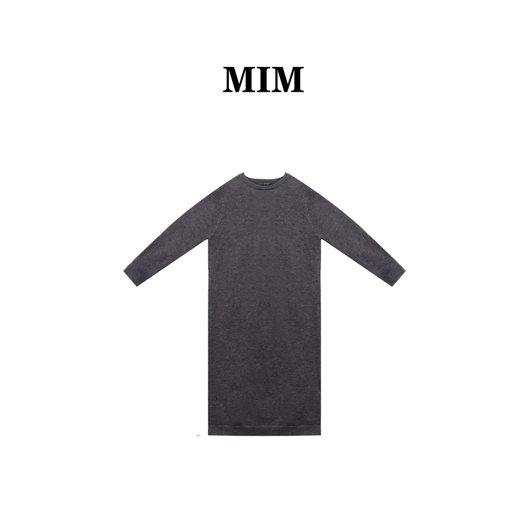 MiM2024新款慵懒风设计师针织休闲气质宽松百搭秋冬连衣裙-9052