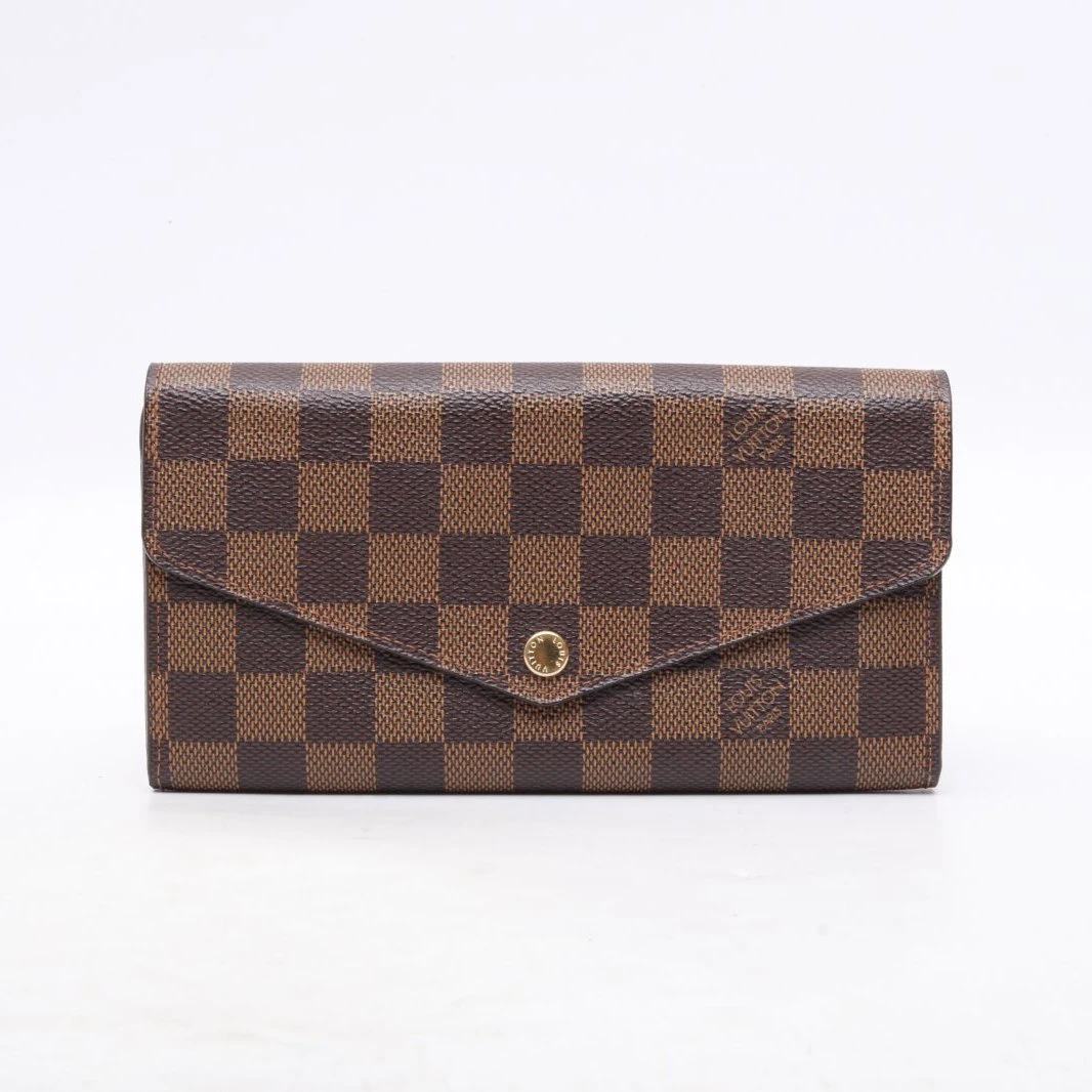 99新 LouisVuitton/路易威登 小花攀攀 棋盘格 豆豆长款翻盖钱包