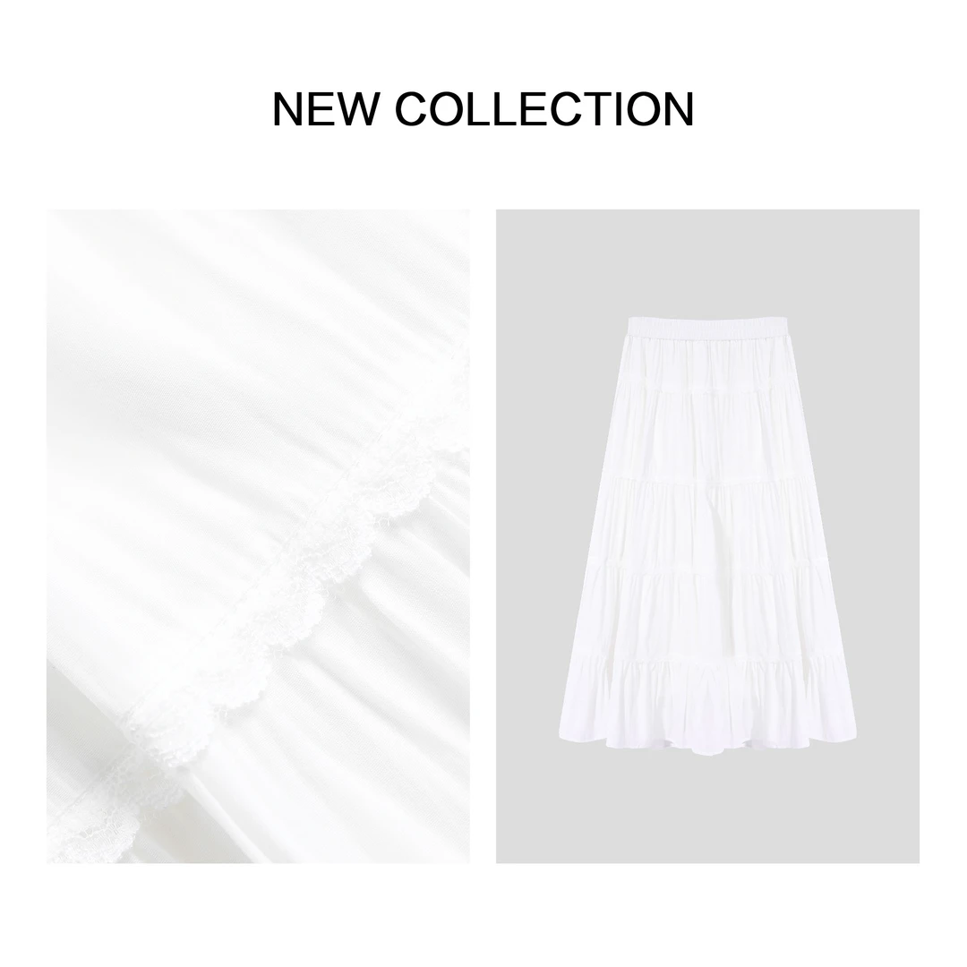 【香香专属】E3F28009 女士白色夏季百搭半身裙-8009