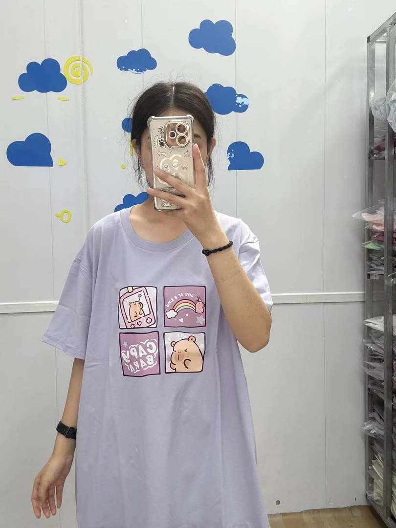 [处理]夏季新款大码休闲时尚舒适宽松潮流纯棉短袖女（巴拉）