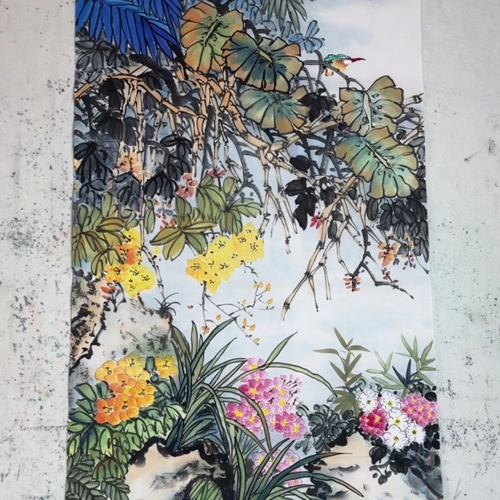 国画四尺手绘国画花鸟