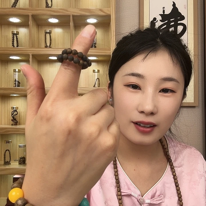 沉香手串海南沉香绿棋戒指0.4单圈多样性发一