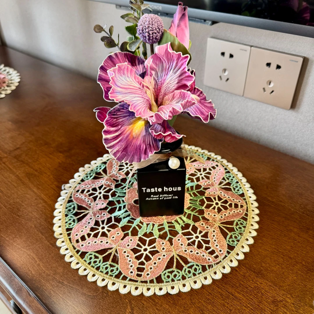 【拍一发二】复古蕾丝刺绣装饰垫蝴蝶绣花餐垫花瓶垫家用防滑