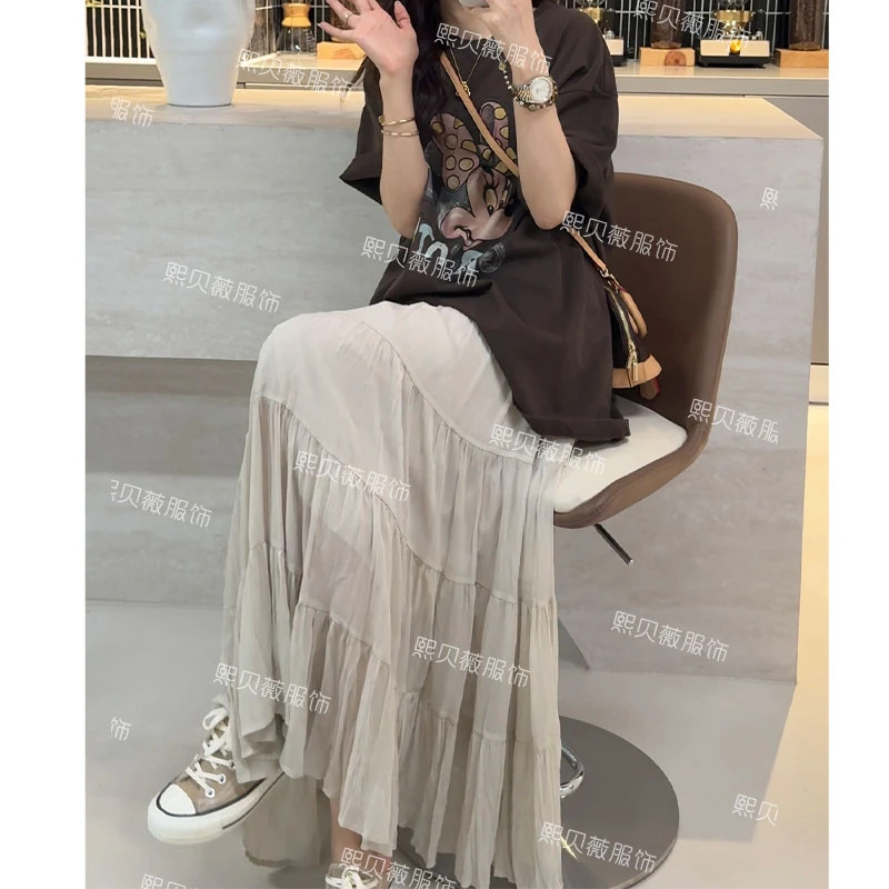 【浮浮款，只出不进】法式褶皱网纱A版大裙摆伞裙百搭半身裙 G7398
