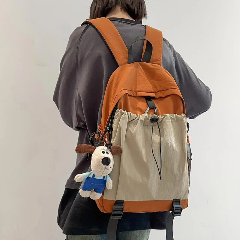 FAVMARTHA新款撞色高颜值双肩包女大学生户外旅游登山包男百搭潮