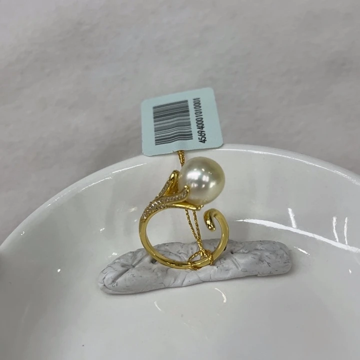 银S925镶嵌戒圈海水珍珠9-10