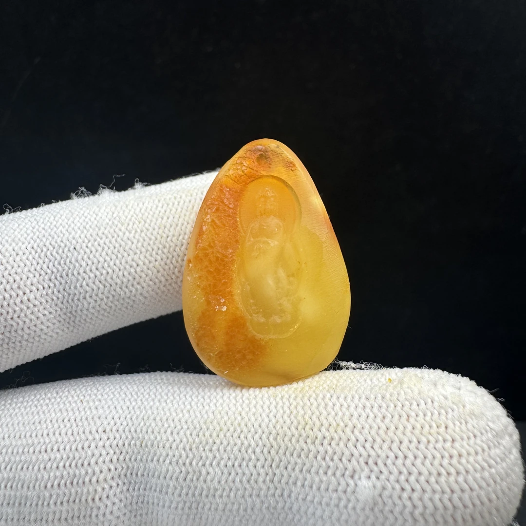 D3353【瑕疵】天然原矿蜜蜡 雕刻牌21*31.5*6.5mm支持复检假一罚十